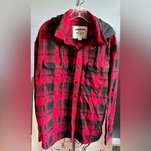 American Eagle Red & Black Plaid Flannel Jacket w/ Hood (NWT)